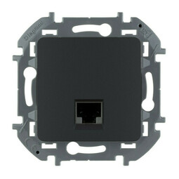 Розетка компьютерная RJ45 INSPIRIA, скрытый монтаж, с заземлением, антрацит, 673833